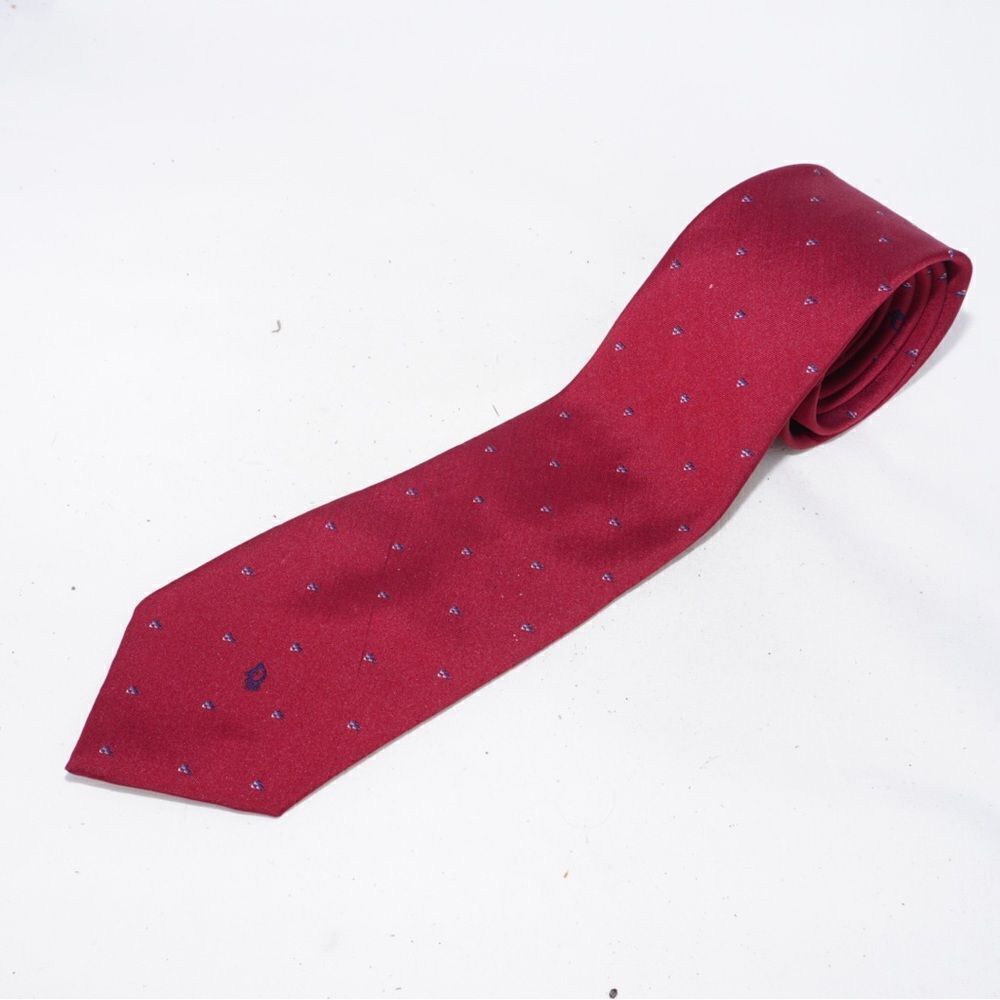 Christian Dior Monsieur Red Tie WIth Small Geometric Pattern - Picture 2 of 7